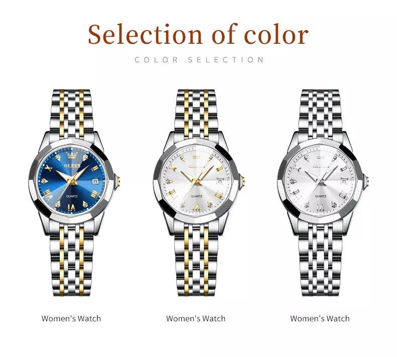 OLEVS women's Stainless Steel Luxury Quartz Watch | Sleek Design with Push Button Clasp and 3Bar Water Resistance Carauana Store