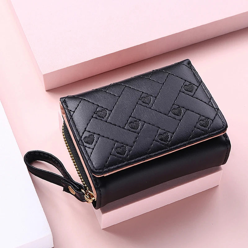 Women’s Tri-Fold Wallet – PU Leather Short Wallet