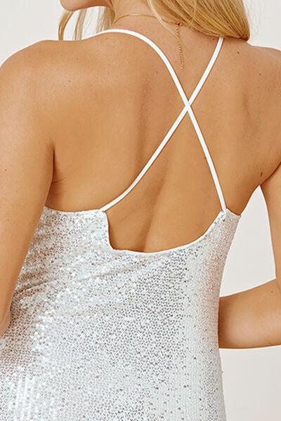 Sequin Spaghetti Strap Mini Wrap Dress Carauana Store
