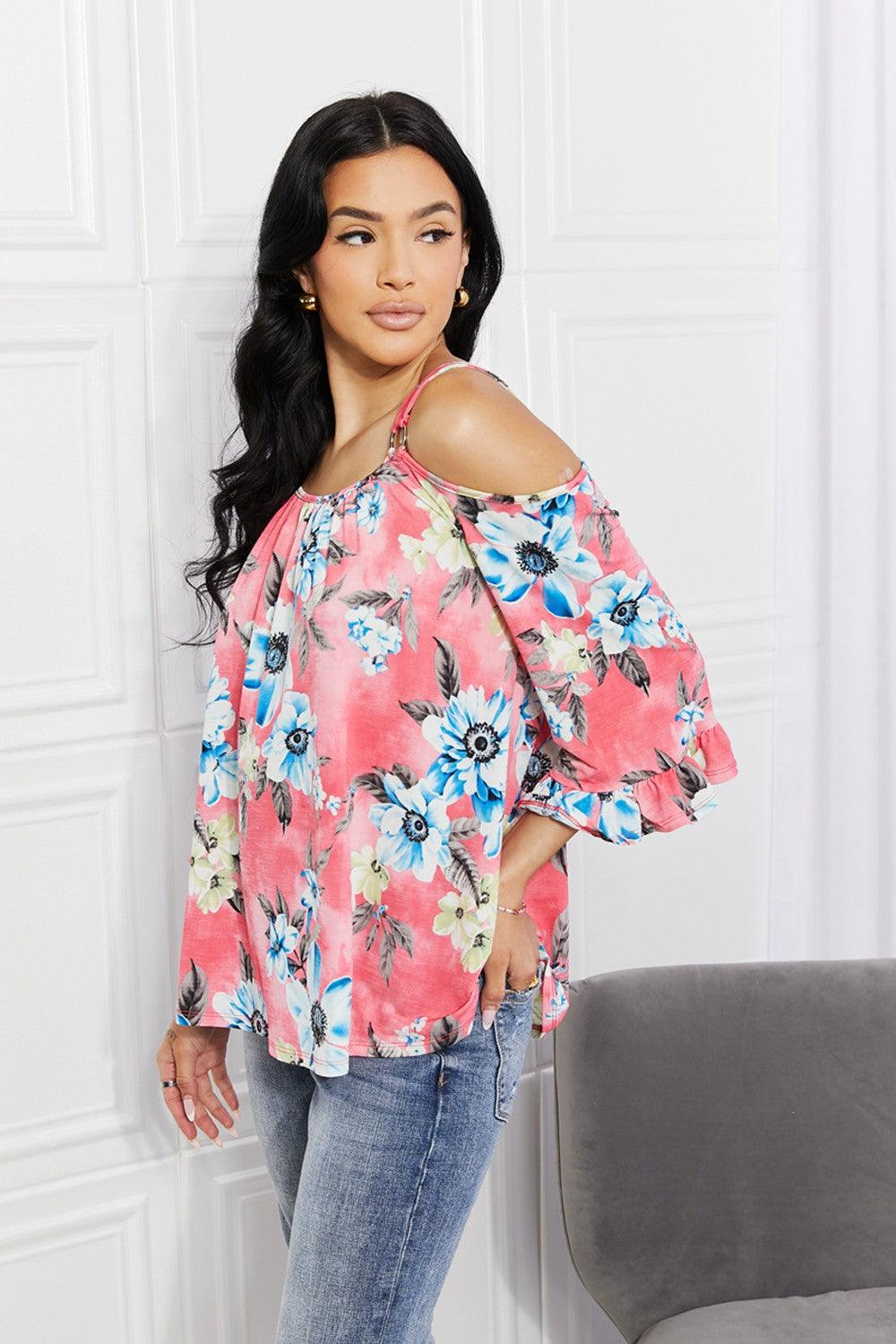 Sew In Love Full Size Fresh Take Floral Cold-Shoulder Top Carauana Store