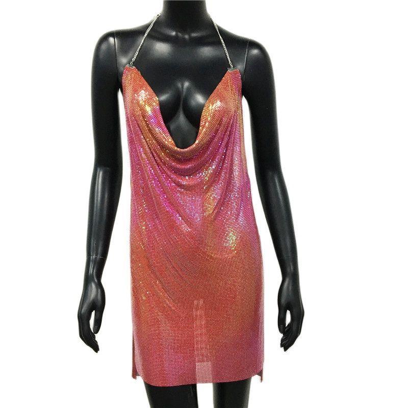 Sexy Clubwear 2022 Backless Cocktail Metalic Split Mesh Harness Body Carauana Store