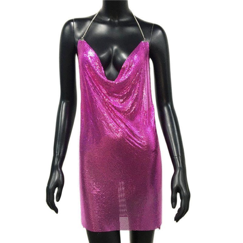 Sexy Clubwear 2022 Backless Cocktail Metalic Split Mesh Harness Body Carauana Store