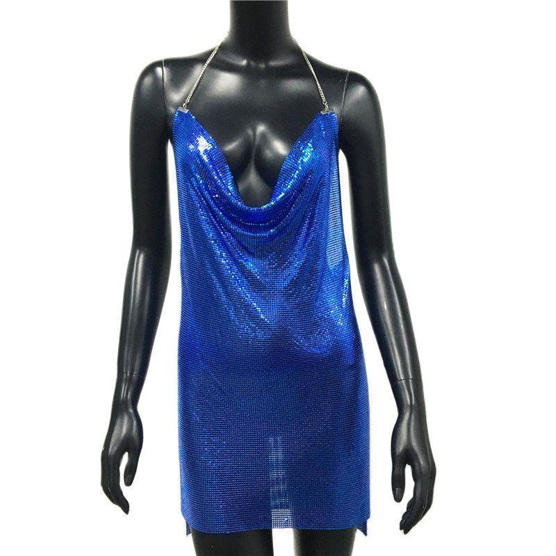 Sexy Clubwear 2022 Backless Cocktail Metalic Split Mesh Harness Body Carauana Store
