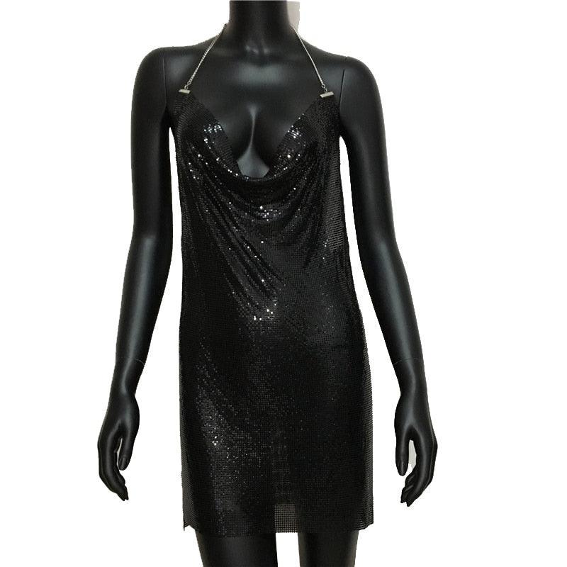 Sexy Clubwear 2022 Backless Cocktail Metalic Split Mesh Harness Body Carauana Store