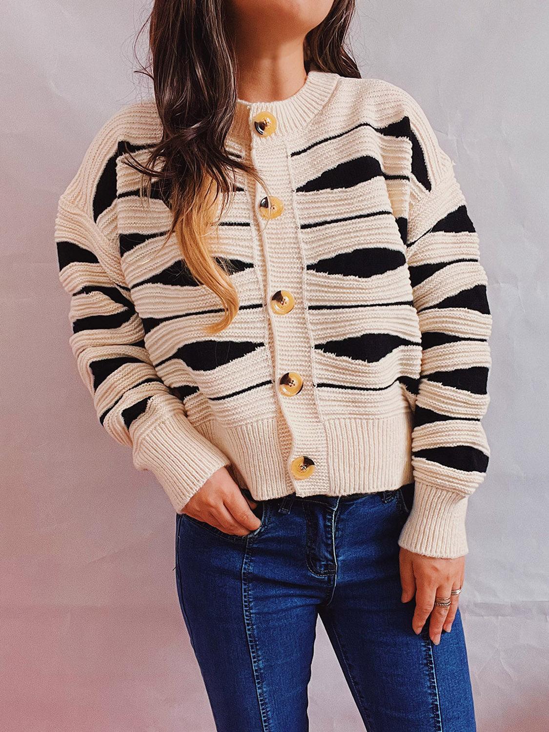 Color Block Button Front Cardigan Carauana Store