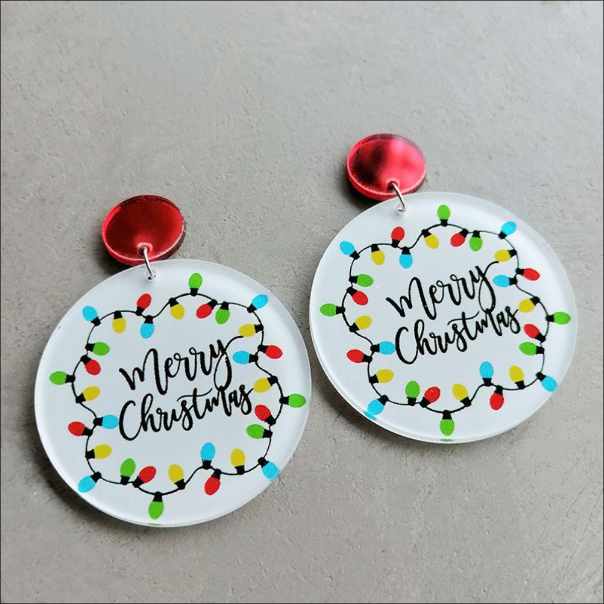 Christmas Themed Acrylic Dangle Earrings Carauana Store