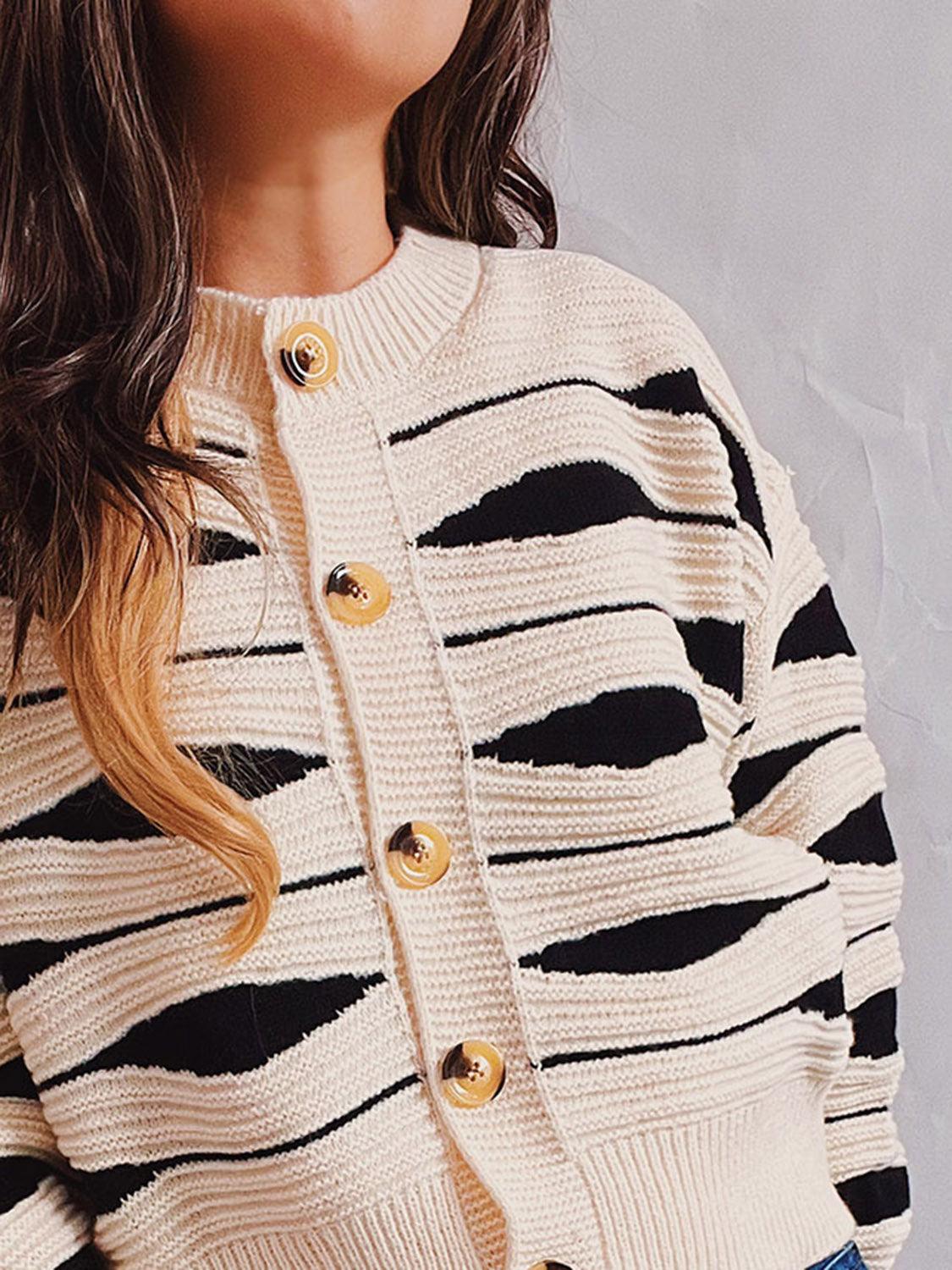 Color Block Button Front Cardigan Carauana Store