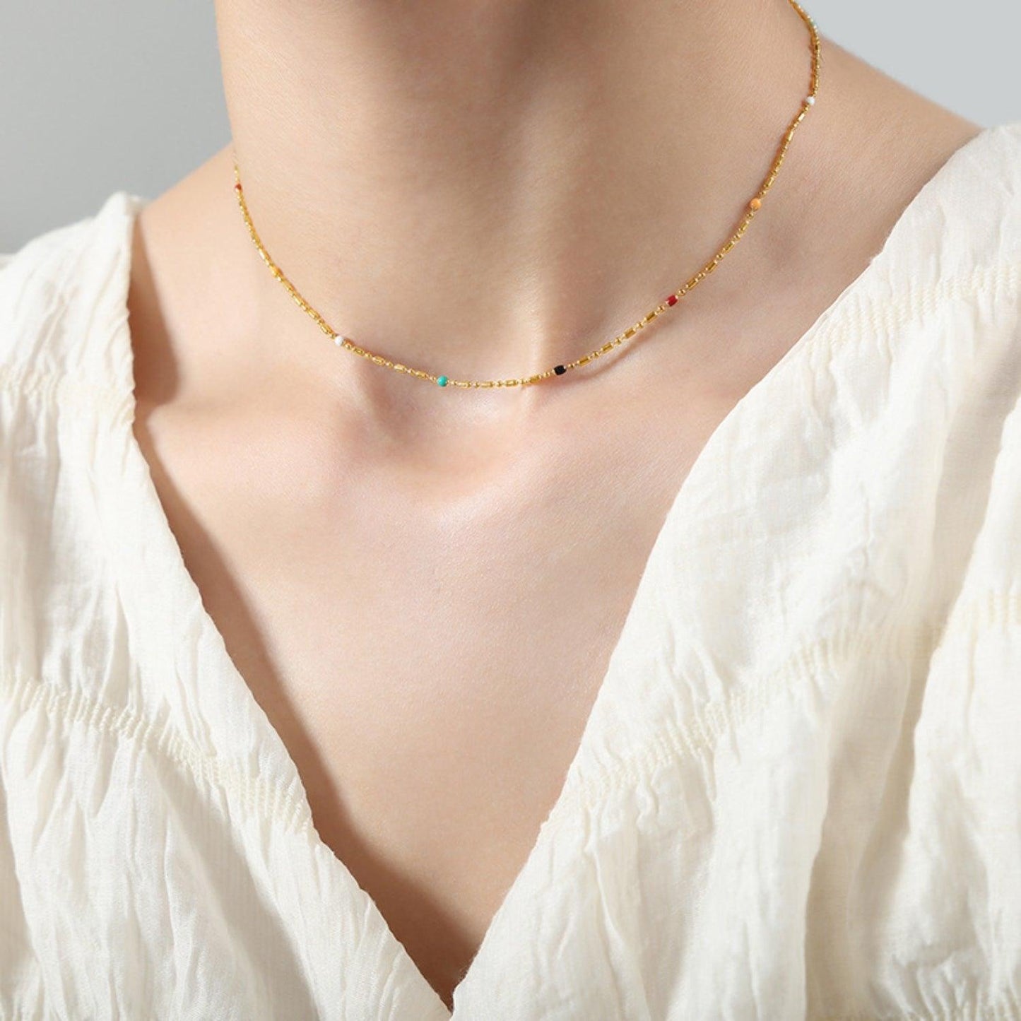 18K Gold-Plated Oil Drip Bead Necklace Carauana Store