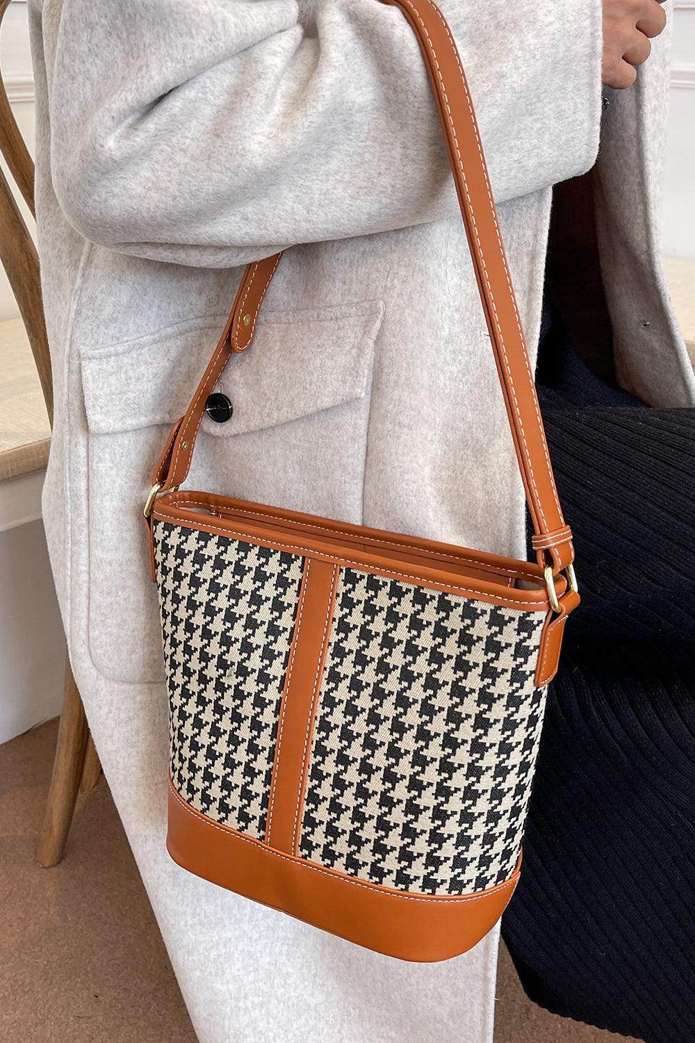Houndstooth PU Leather Shoulder Bag Carauana Store
