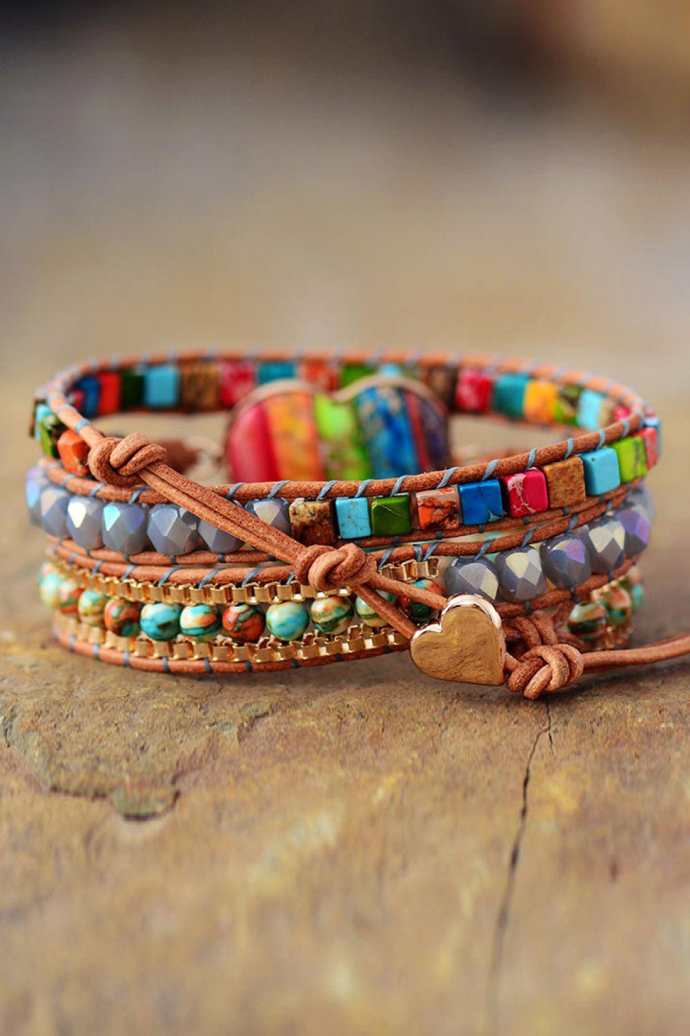 Imperial Jasper & Crystal Layered Bracelet Carauana Store