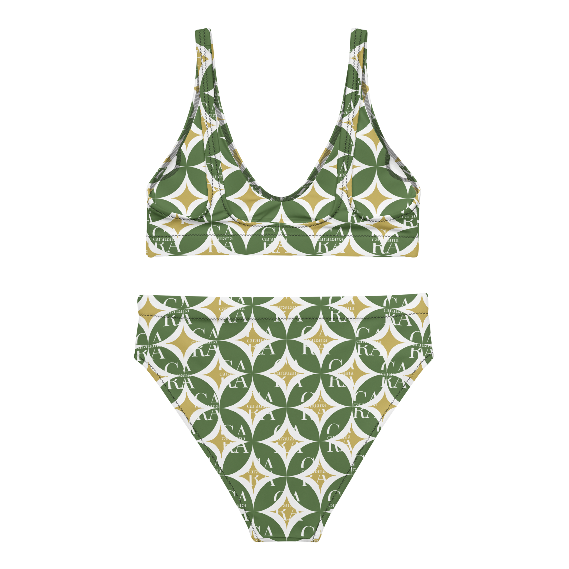 CaRaNaNa high-waisted bikini Green Pattern Carauana Store