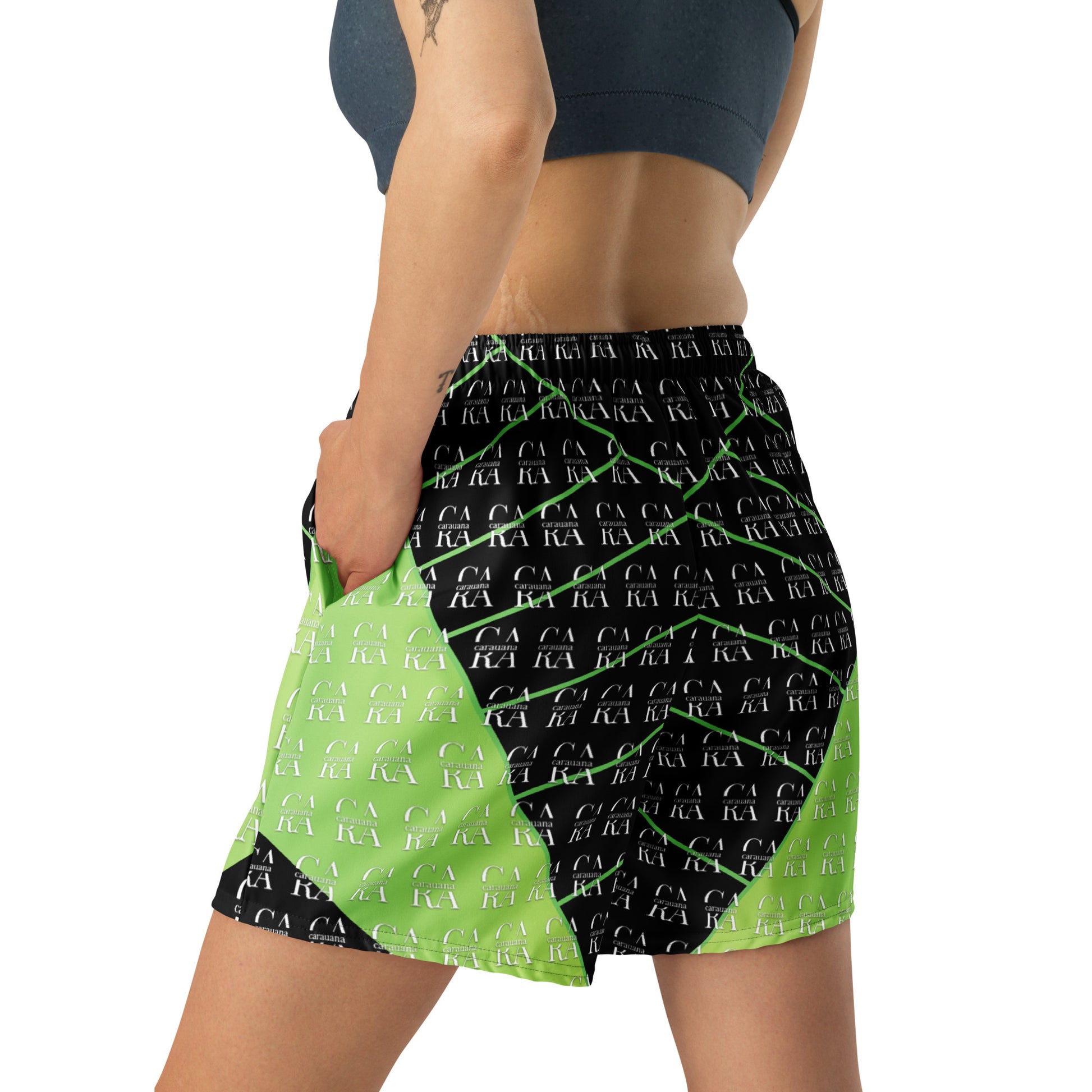 CaRaUaNa Athletic Shorts Unisex black Green Carauana Store