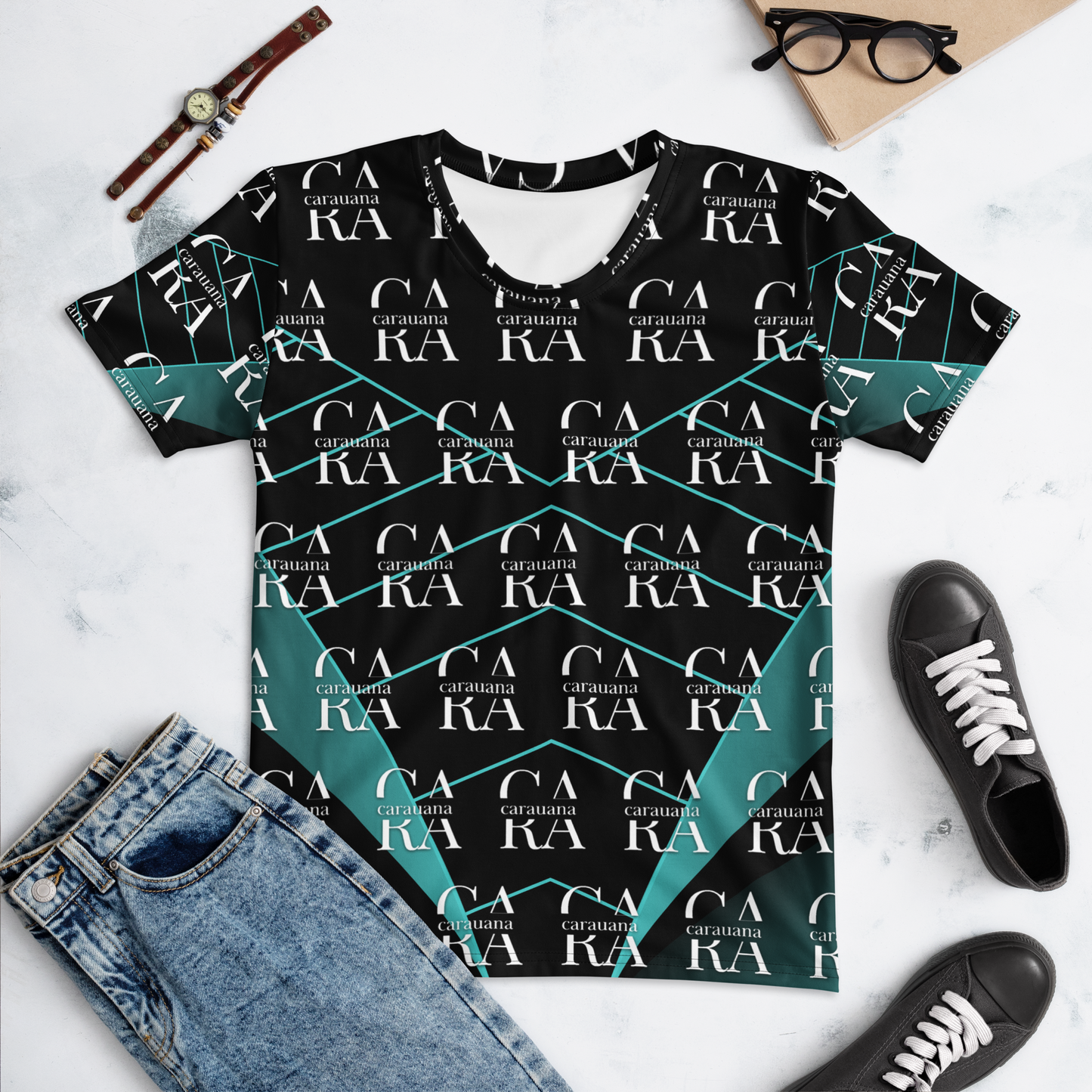 Women's T-shirt black Green Famous Carauana Store