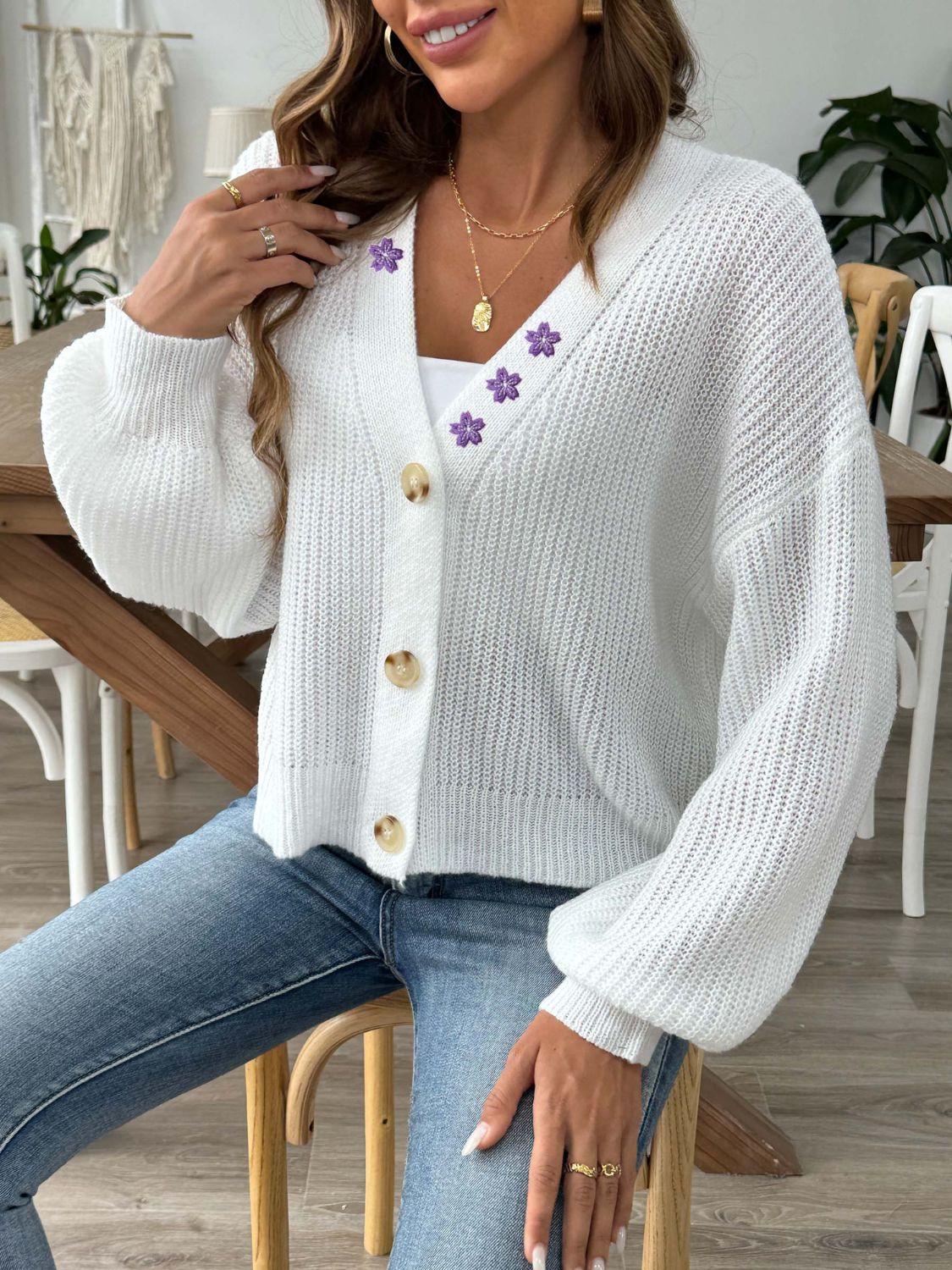 V-Neck Button Up Long Sleeve Cardigan Carauana Store