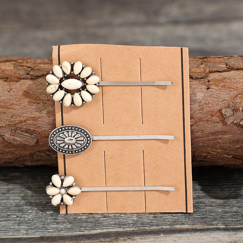 3 PCS/Set Artificial Turquoise Hair Pins Carauana Store