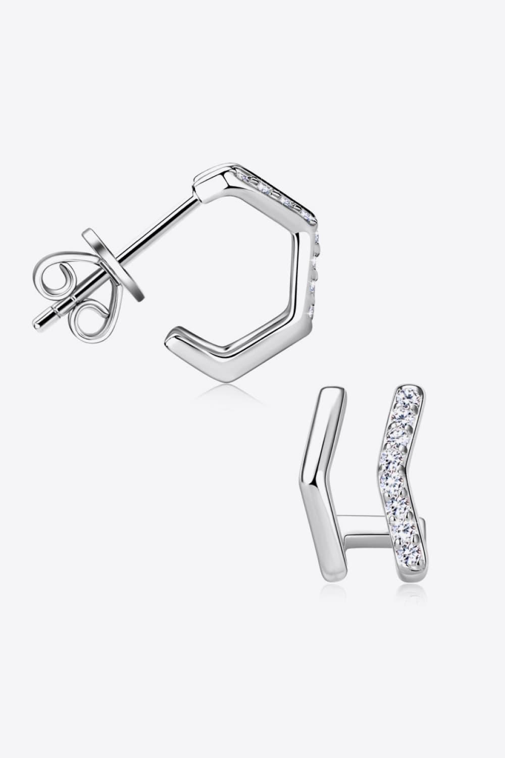 Moissanite 925 Sterling Silver Double-Layered Earrings Carauana Store