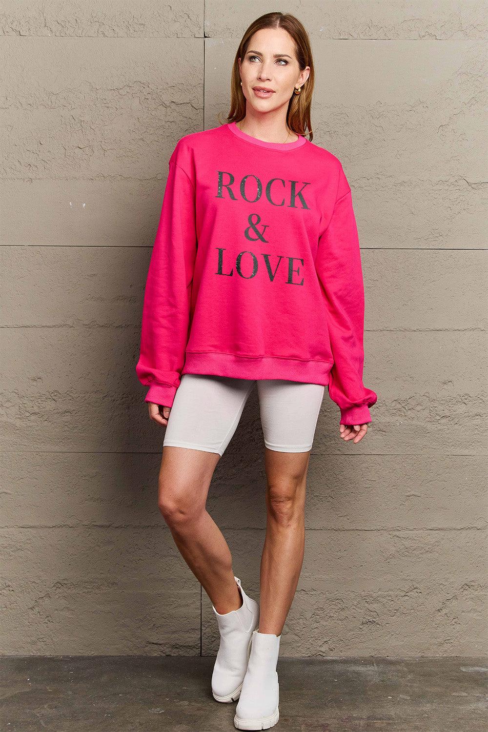 Simply Love Full Size ROCK & LOVE Round Neck Sweatshirt Carauana Store