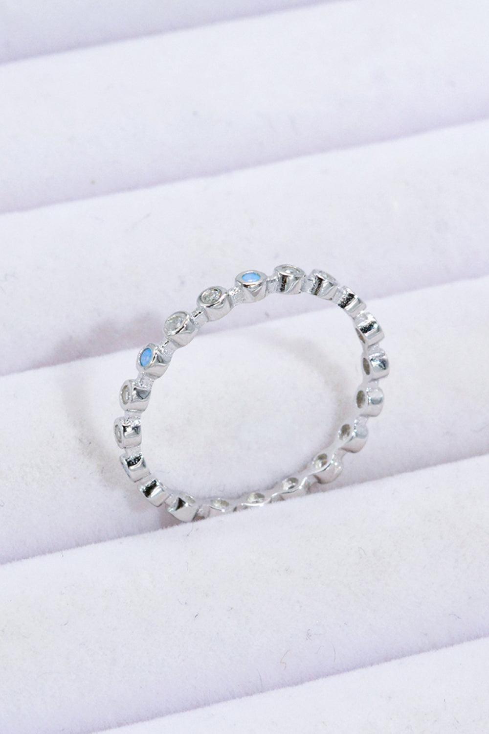 925 Sterling Silver Zircon and Natural Moonstone Ring Carauana Store