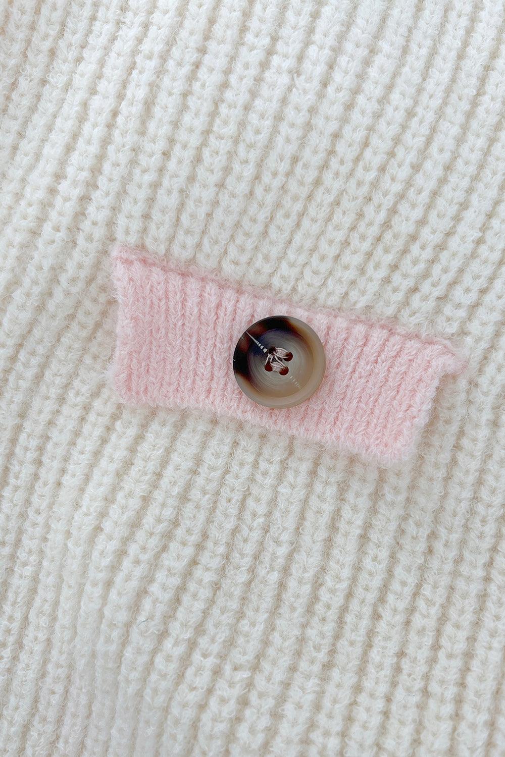 Contrast Trim Button Up Dropped Shoulder Cardigan Carauana Store