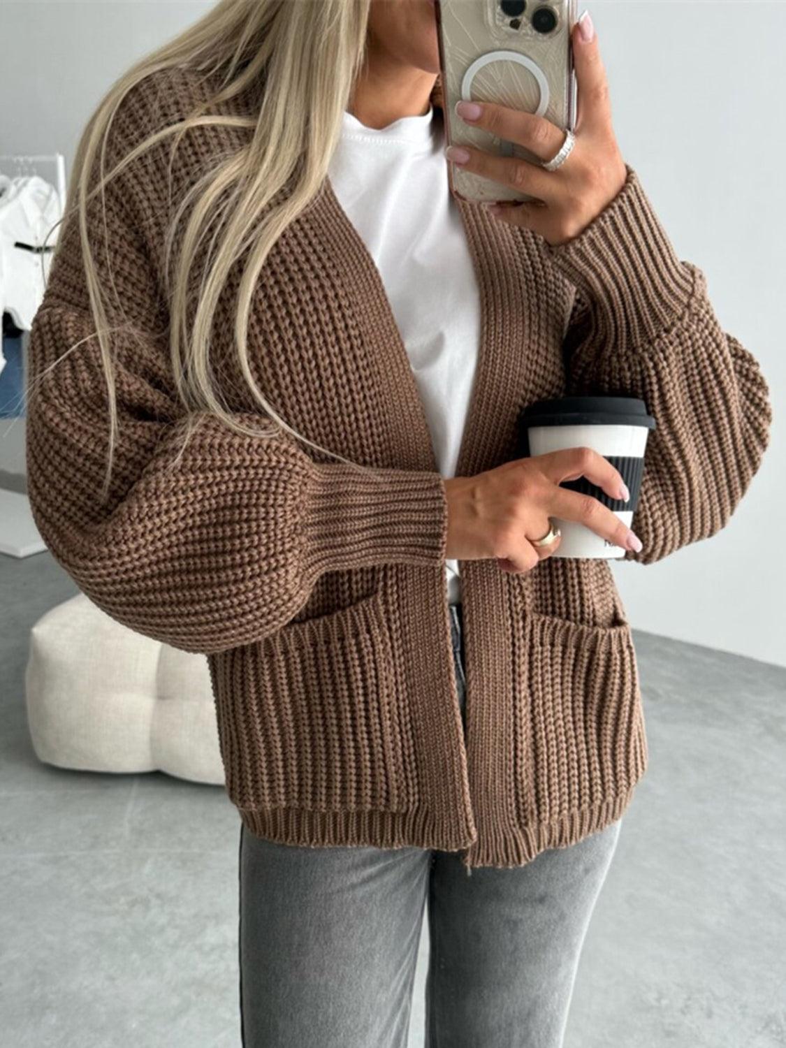 Open Front Dropped Shoulder Cardigan Carauana Store