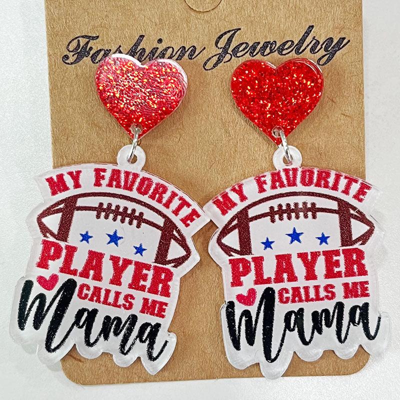 Heart Shape Sports Theme Acrylic Dangle Earrings Carauana Store