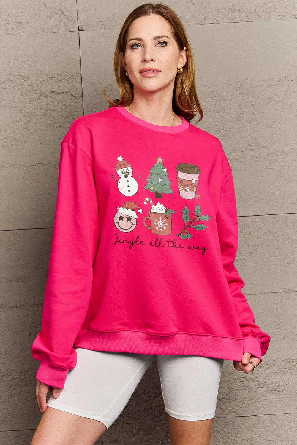 Simply Love Full Size JINGLE ALL THE WAY Long Sleeve Sweatshirt Carauana Store