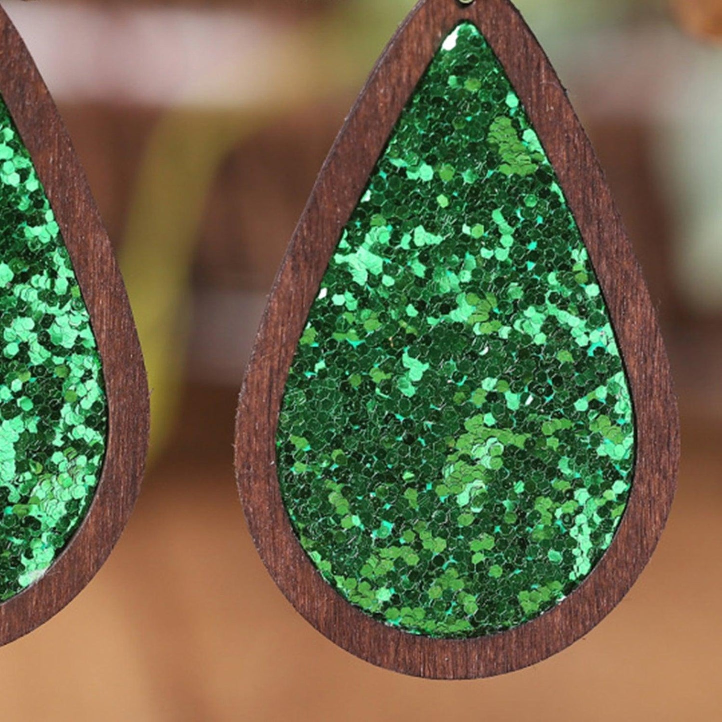Sequin Wood Teardrop Earrings Carauana Store