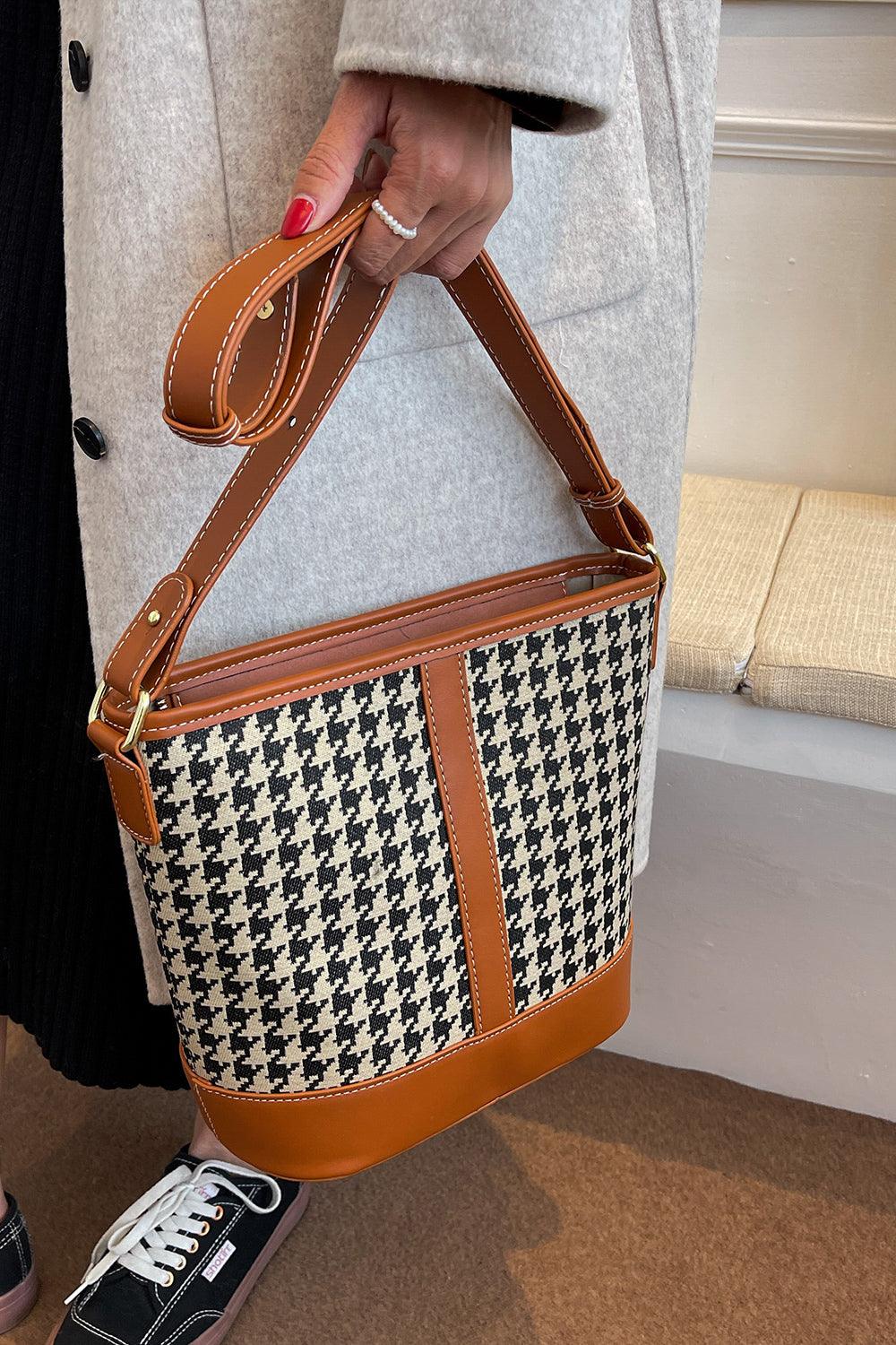 Houndstooth PU Leather Shoulder Bag Carauana Store