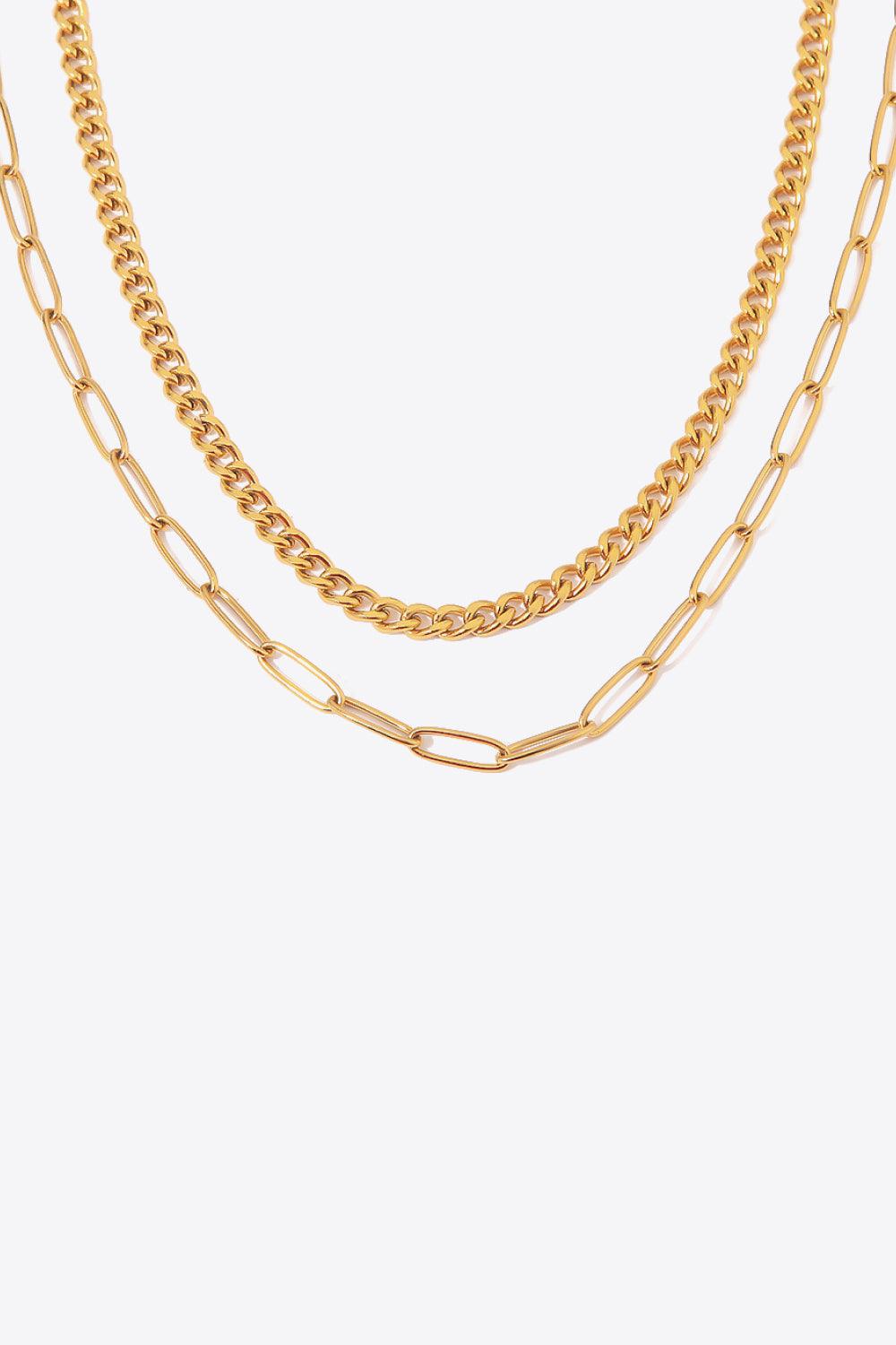 18K Gold Plated Layered Chain Necklace Carauana Store