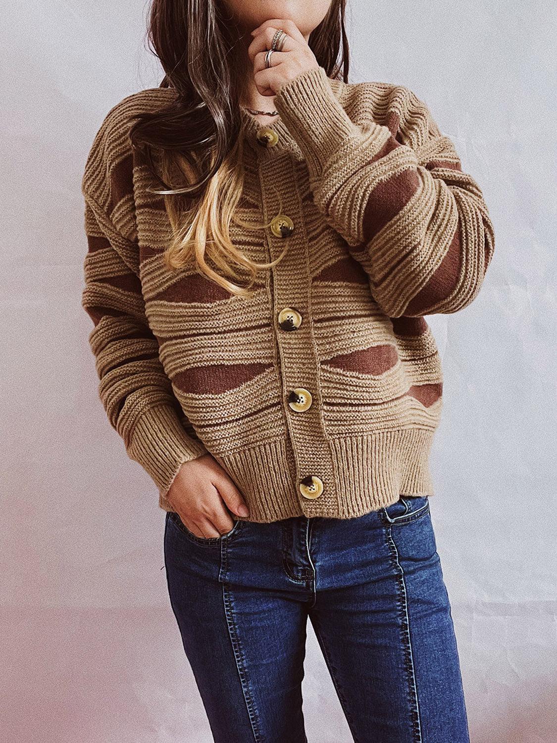Color Block Button Front Cardigan Carauana Store