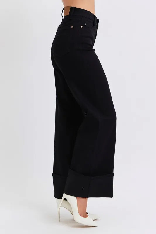 Judy Blue Full Size High Waist Reto Wide Leg W/ Cuff Plus Size Carauana Store