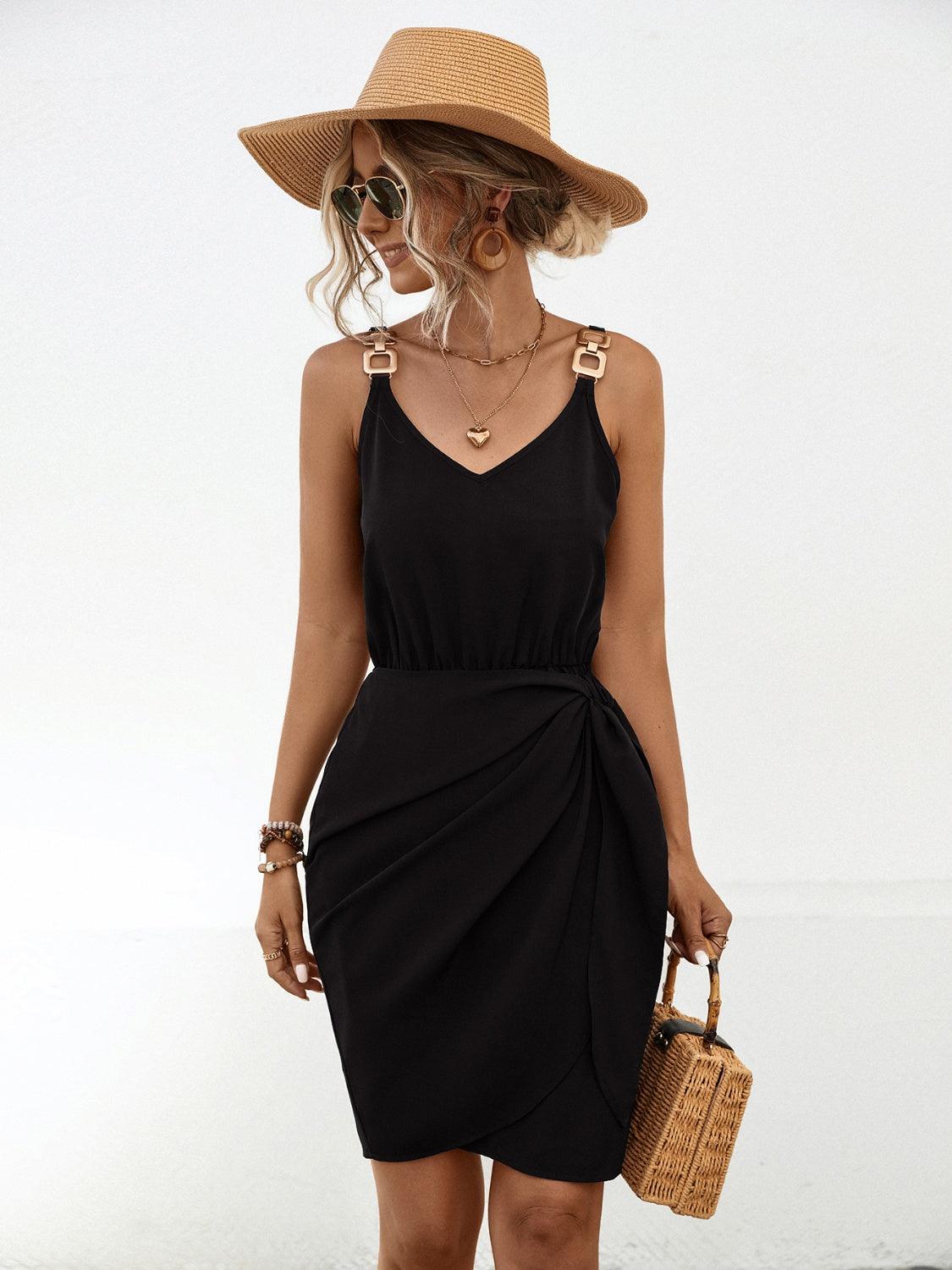 Twisted V-Neck Sleeveless Mini Dress Carauana Store