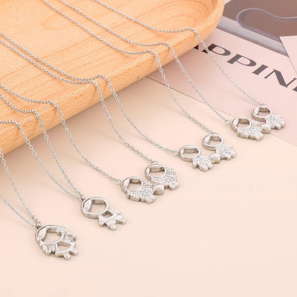 Pendant Rhinestone Stainless Steel Necklace