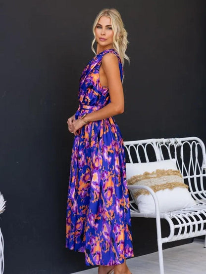 Printed Ruched One Shoulder Dress