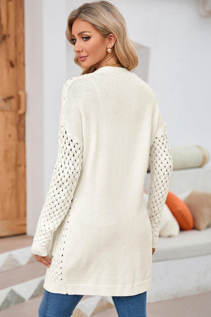 Open Front Dropped Shoulder Cardigan with Pockets