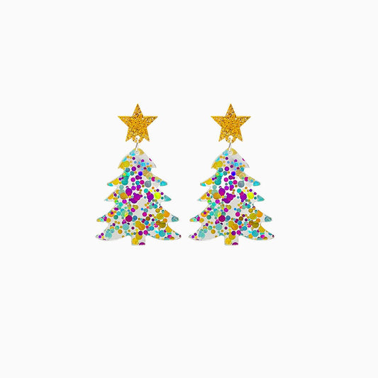 Christmas Tree Acrylic Dangle Earrings