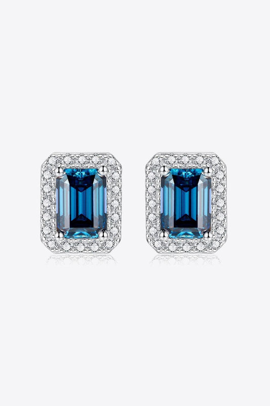 2 Carat Moissanite Stud Earrings in Indigo