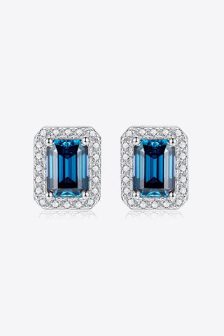 2 Carat Moissanite Stud Earrings in Indigo