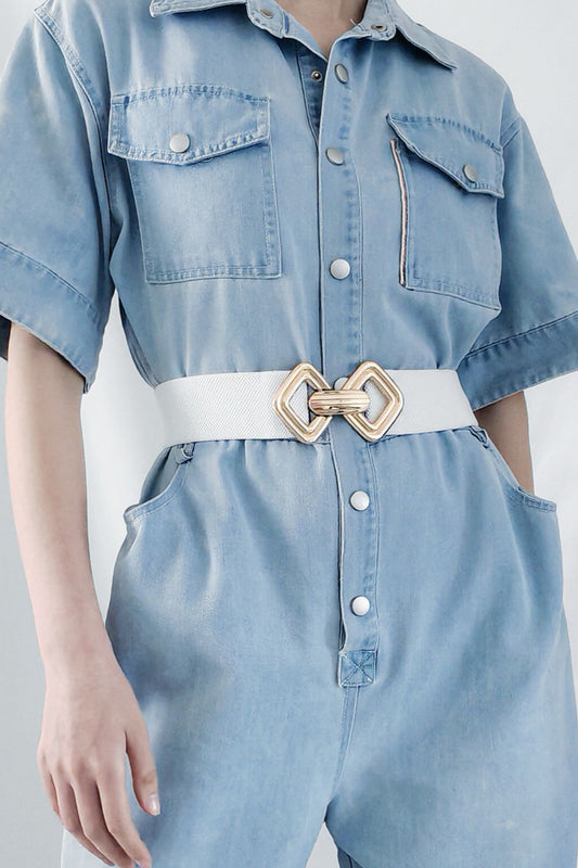 Geometric Buckle Elastic Wide Belt Carauana Store