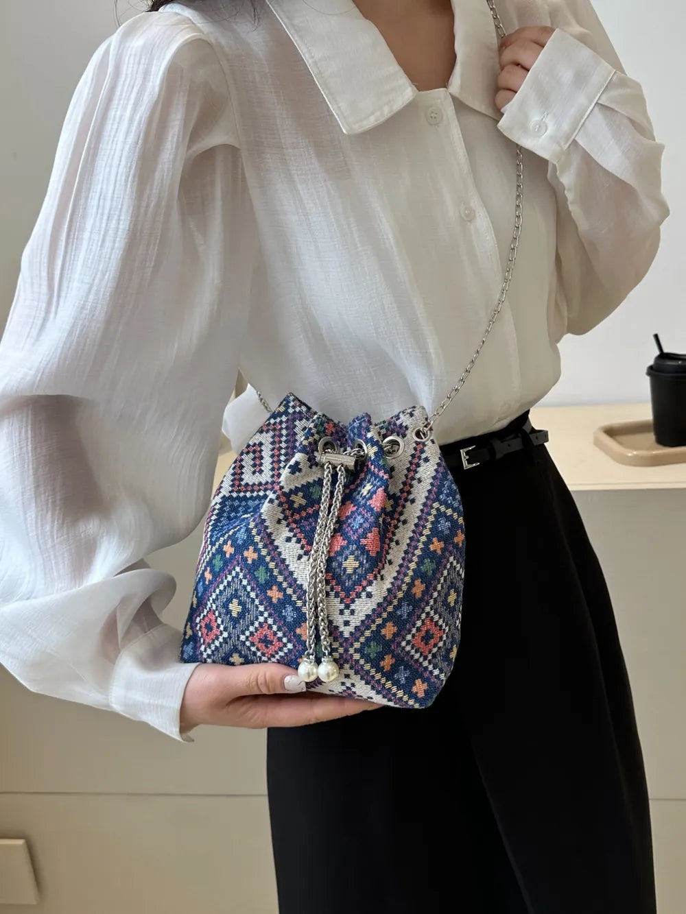 Printed Chain Bucket Bag Carauana Store