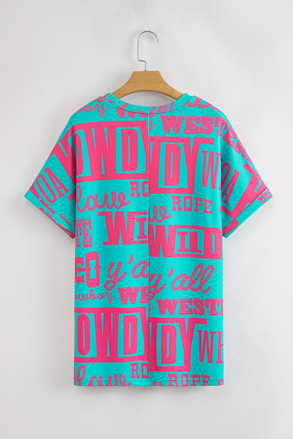 Green Howdy Cowboy Letter Printed Western Fashion Tee