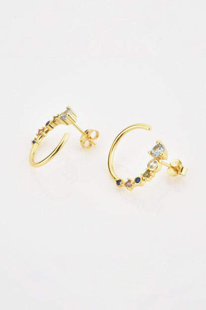 18K Gold-Plated 925 Sterling Silver C-Hoop Earrings