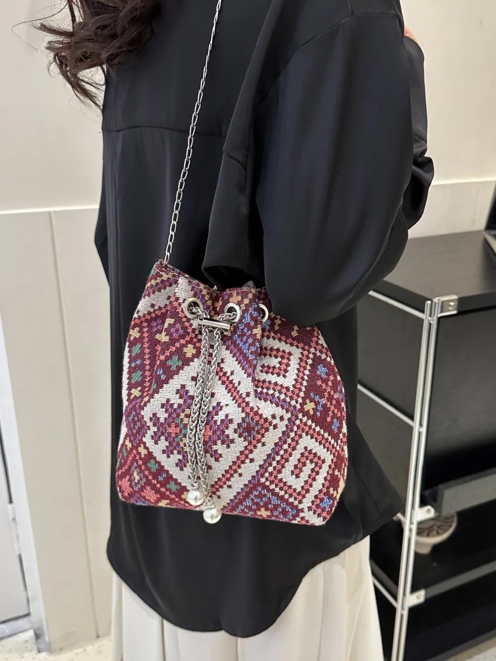 Printed Chain Bucket Bag Carauana Store