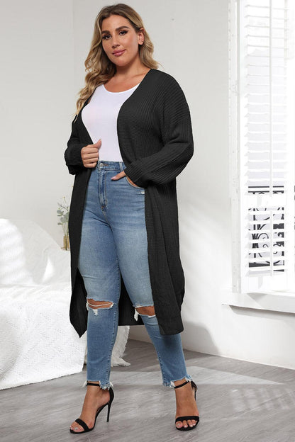 Plus Size Open Front Long Sleeve Cardigan