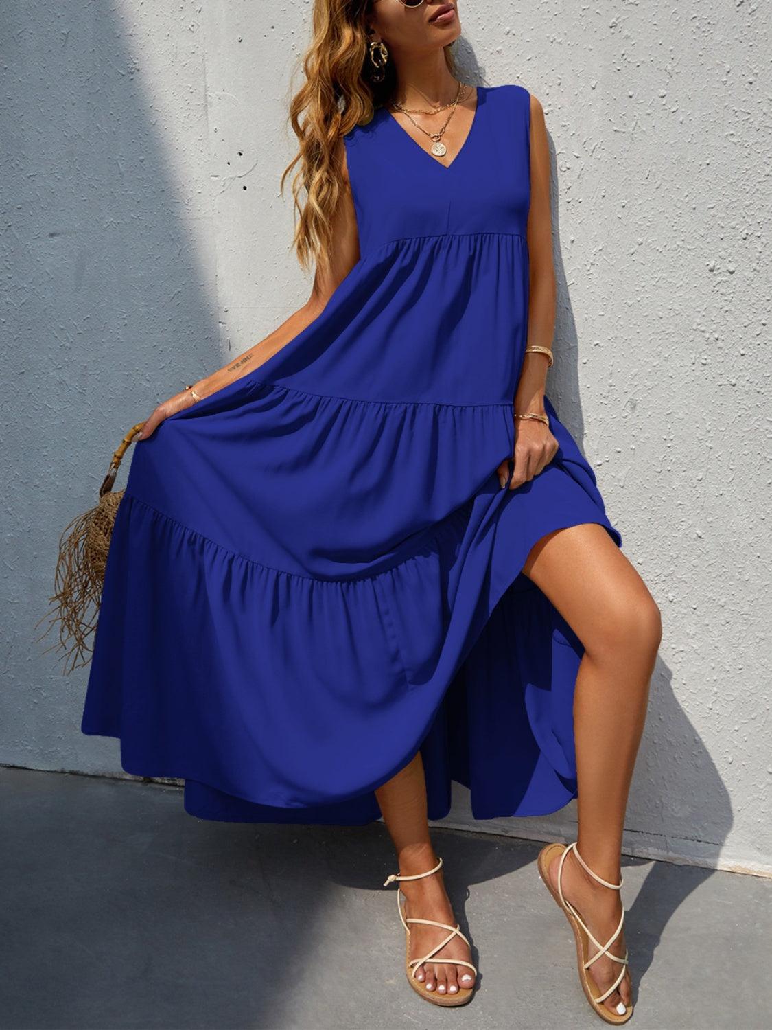 Tiered V-Neck Sleeve Dress