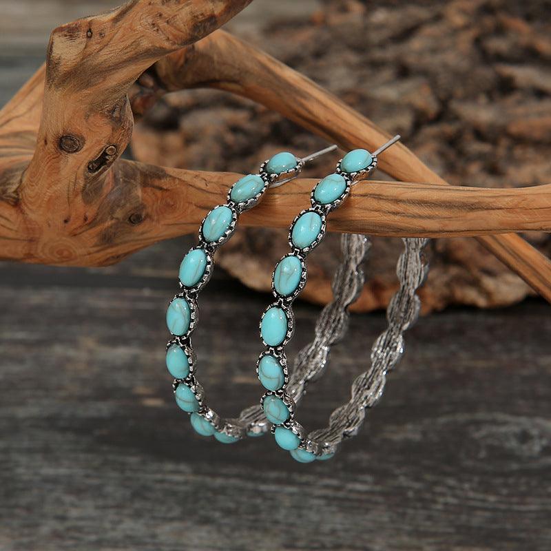 Artificial Turquoise C-Hoop Earrings