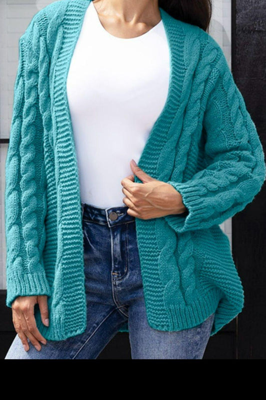 Open Front Cable-Knit Cardigan Carauana Store
