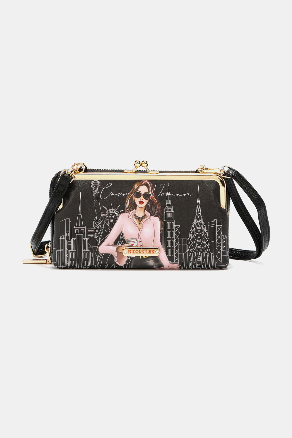 Nicole Lee USA Signature Kiss Lock Crossbody Wallet 