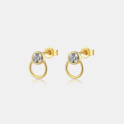 Inlaid Zircon 925 Sterling Silver Stud Earrings