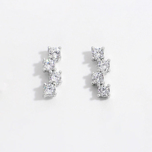 925 Sterling Silver Inlaid Zircon Stud Earrings